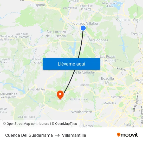 Cuenca Del Guadarrama to Villamantilla map