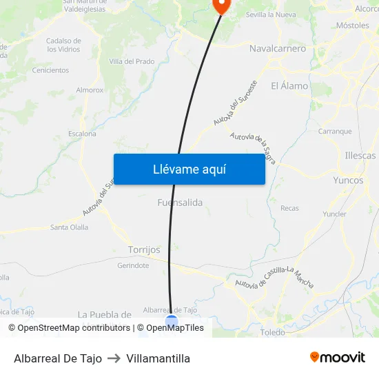 Albarreal De Tajo to Villamantilla map