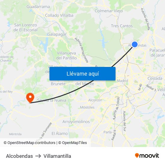 Alcobendas to Villamantilla map