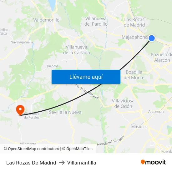 Las Rozas De Madrid to Villamantilla map