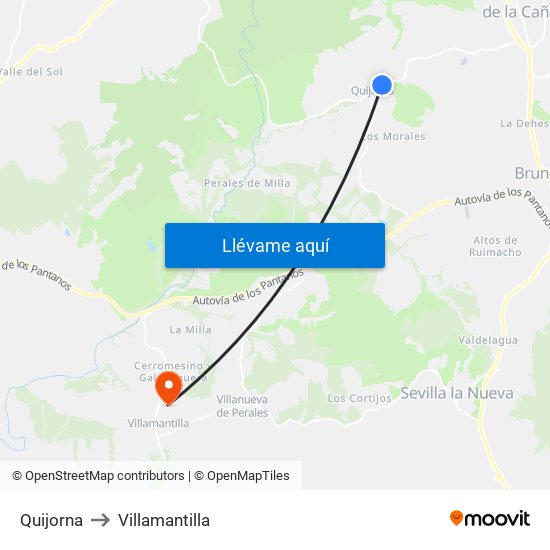Quijorna to Villamantilla map