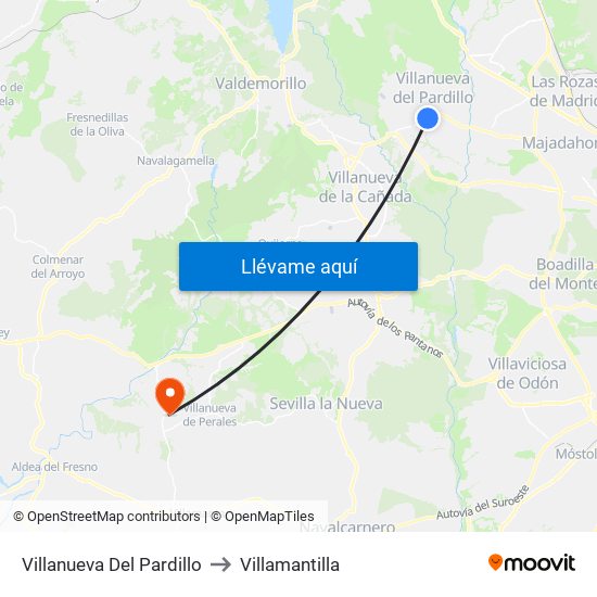 Villanueva Del Pardillo to Villamantilla map