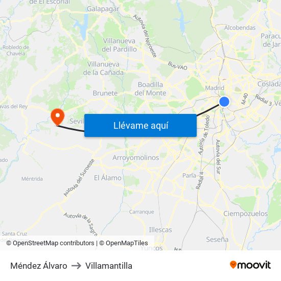 Méndez Álvaro to Villamantilla map