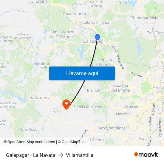 Galapagar - La Navata to Villamantilla map