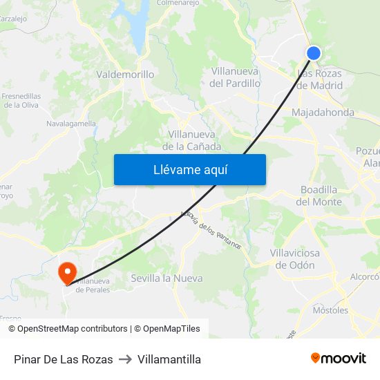 Pinar De Las Rozas to Villamantilla map