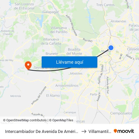 Intercambiador De Avenida De América to Villamantilla map