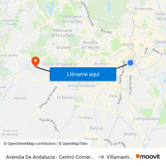 Avenida De Andalucía - Centro Comercial to Villamantilla map