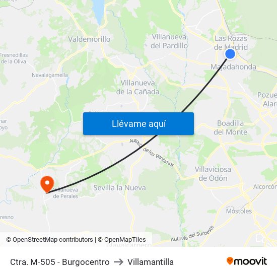 Ctra. M-505 - Burgocentro to Villamantilla map