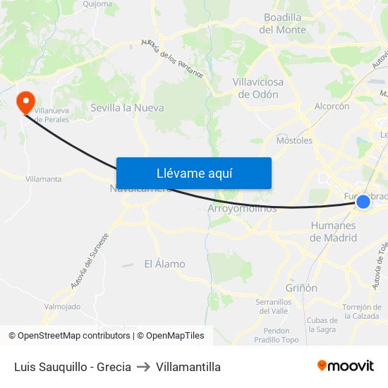 Luis Sauquillo - Grecia to Villamantilla map