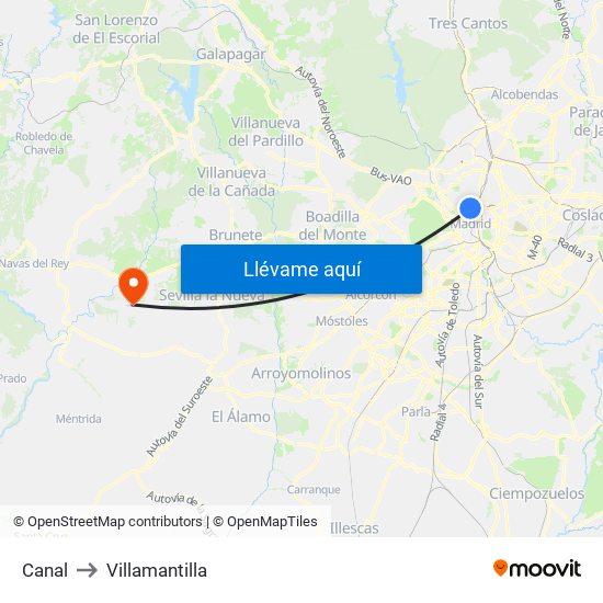 Canal to Villamantilla map