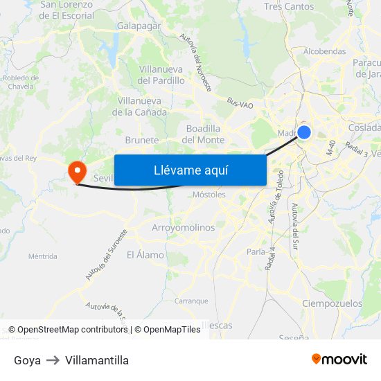 Goya to Villamantilla map
