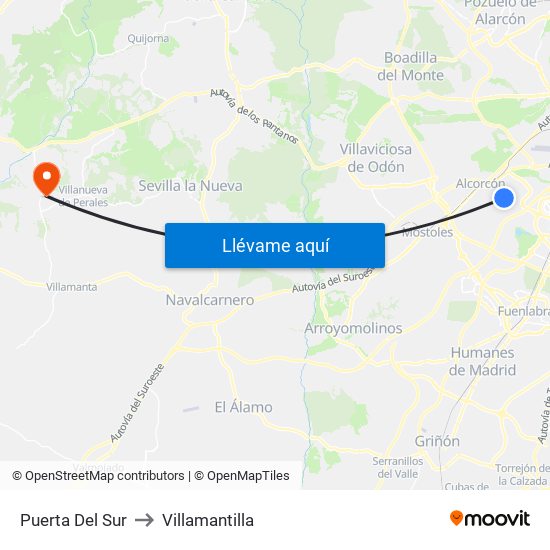 Puerta Del Sur to Villamantilla map