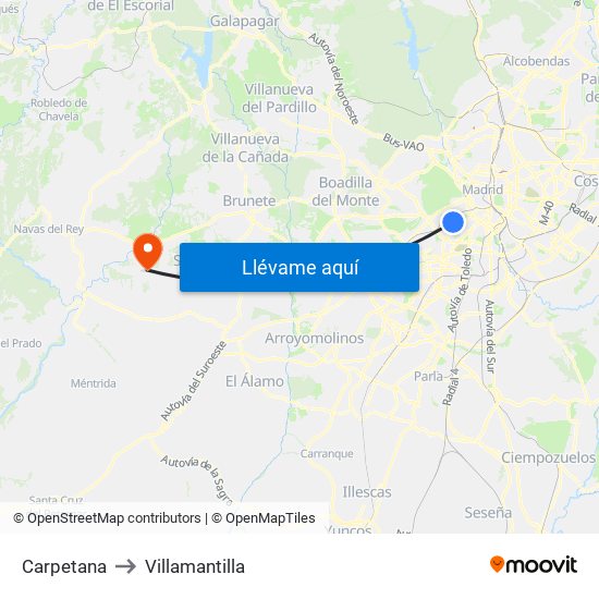 Carpetana to Villamantilla map