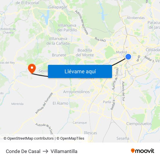 Conde De Casal to Villamantilla map