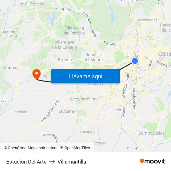 Estación Del Arte to Villamantilla map