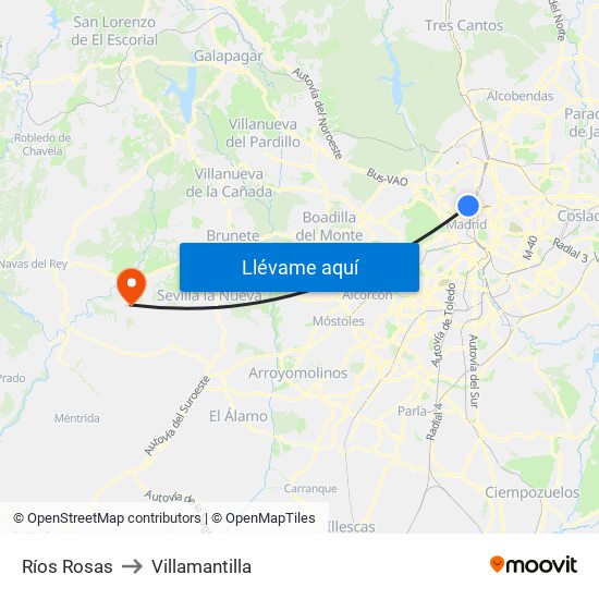 Ríos Rosas to Villamantilla map