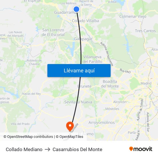 Collado Mediano to Casarrubios Del Monte map
