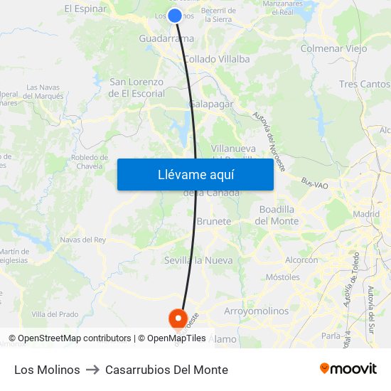 Los Molinos to Casarrubios Del Monte map