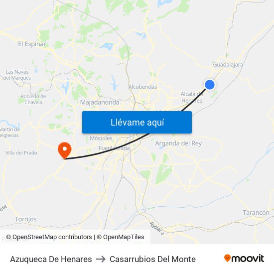 Azuqueca De Henares to Casarrubios Del Monte map