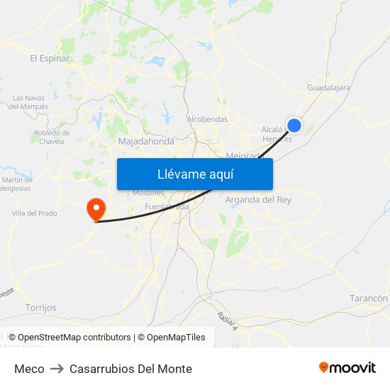 Meco to Casarrubios Del Monte map