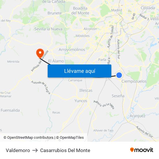 Valdemoro to Casarrubios Del Monte map