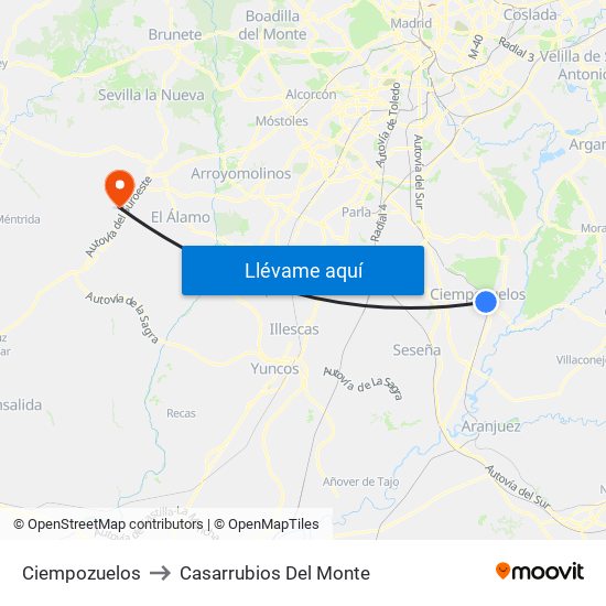 Ciempozuelos to Casarrubios Del Monte map
