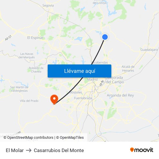 El Molar to Casarrubios Del Monte map