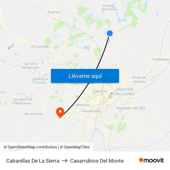 Cabanillas De La Sierra to Casarrubios Del Monte map