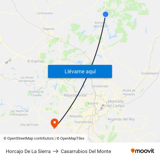 Horcajo De La Sierra to Casarrubios Del Monte map
