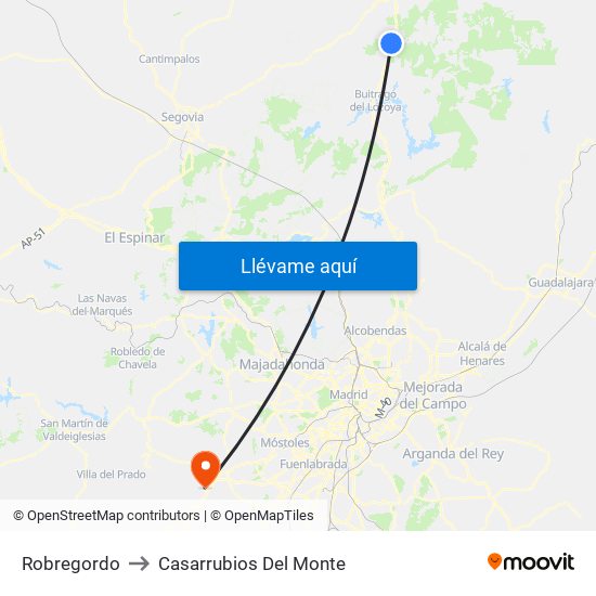 Robregordo to Casarrubios Del Monte map