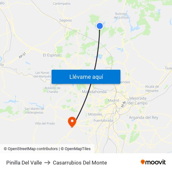Pinilla Del Valle to Casarrubios Del Monte map