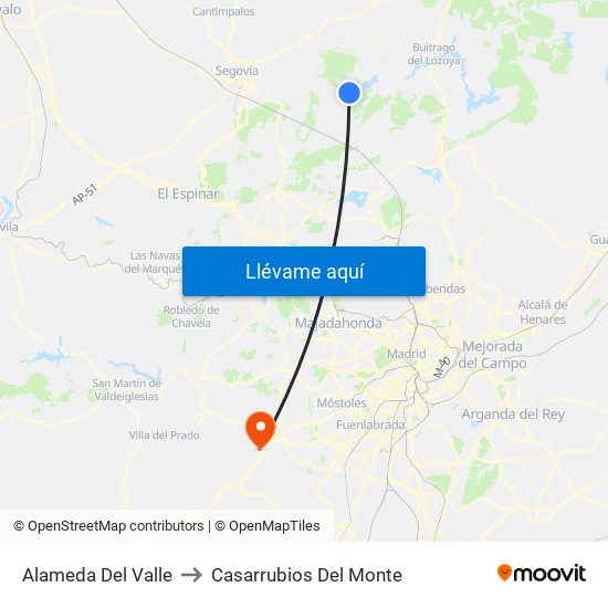 Alameda Del Valle to Casarrubios Del Monte map