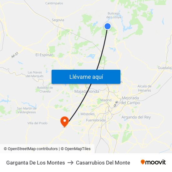 Garganta De Los Montes to Casarrubios Del Monte map
