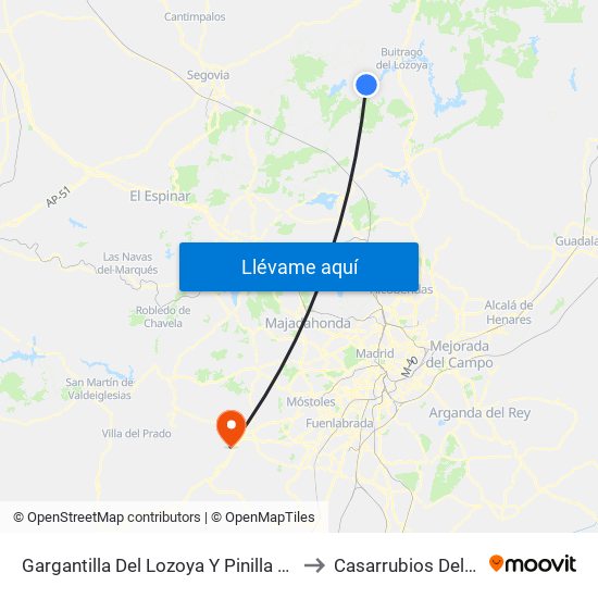Gargantilla Del Lozoya Y Pinilla De Buitrago to Casarrubios Del Monte map