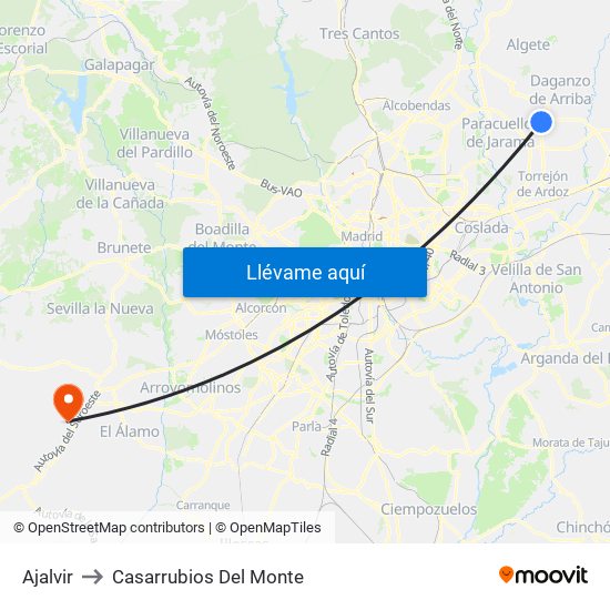 Ajalvir to Casarrubios Del Monte map
