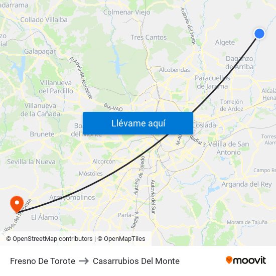 Fresno De Torote to Casarrubios Del Monte map