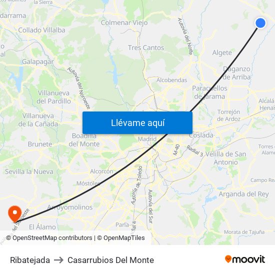 Ribatejada to Casarrubios Del Monte map