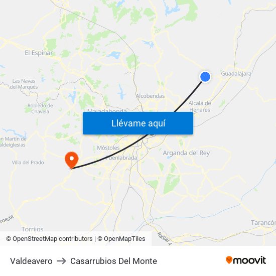 Valdeavero to Casarrubios Del Monte map
