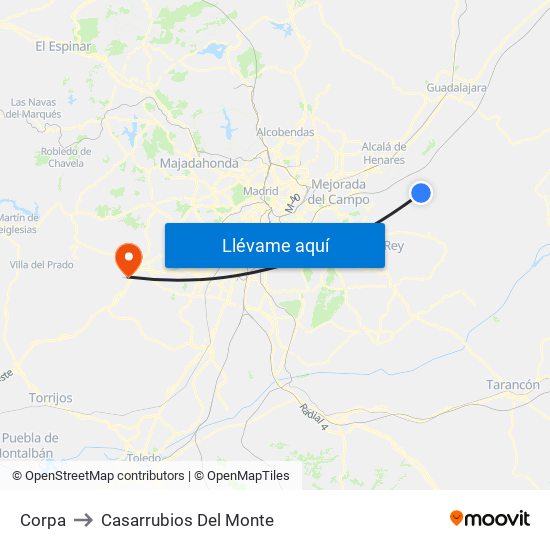 Corpa to Casarrubios Del Monte map