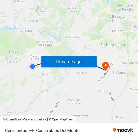 Cenicientos to Casarrubios Del Monte map