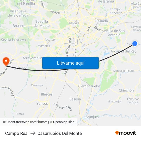 Campo Real to Casarrubios Del Monte map