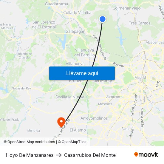 Hoyo De Manzanares to Casarrubios Del Monte map