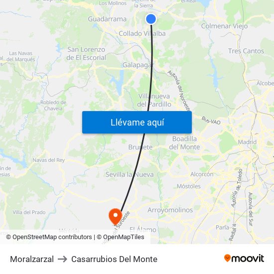 Moralzarzal to Casarrubios Del Monte map