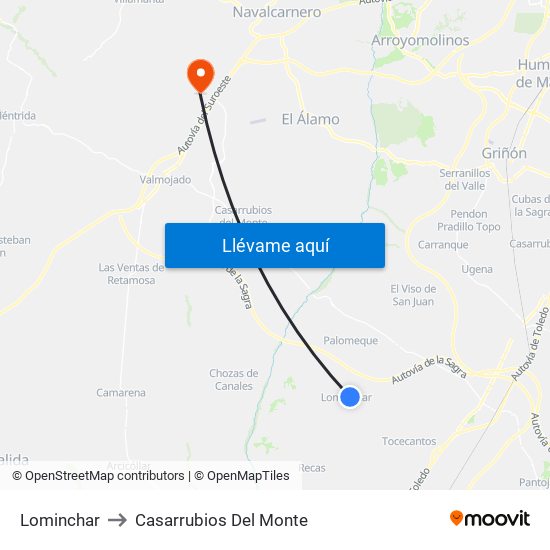 Lominchar to Casarrubios Del Monte map