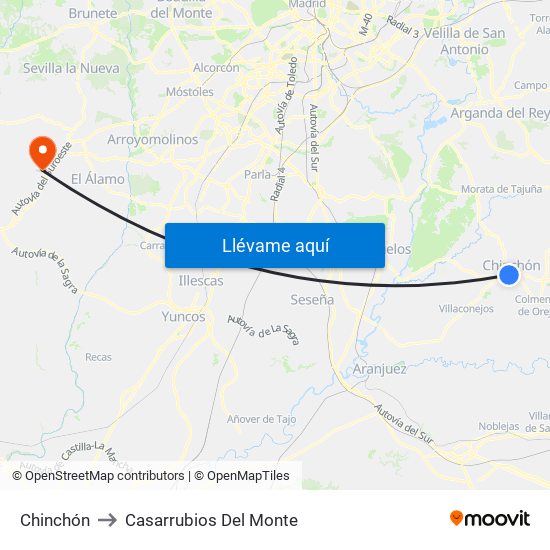 Chinchón to Casarrubios Del Monte map