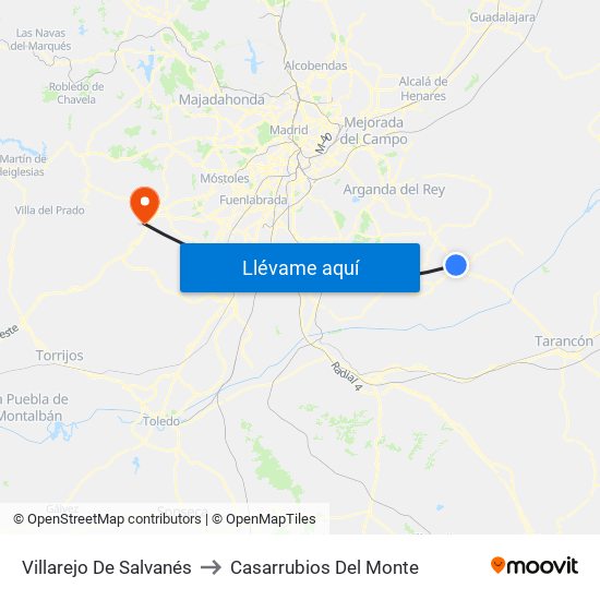 Villarejo De Salvanés to Casarrubios Del Monte map