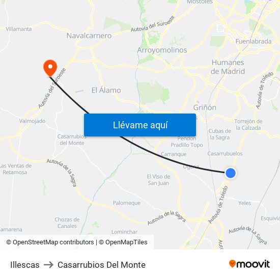 Illescas to Casarrubios Del Monte map