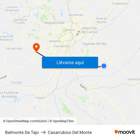 Belmonte De Tajo to Casarrubios Del Monte map