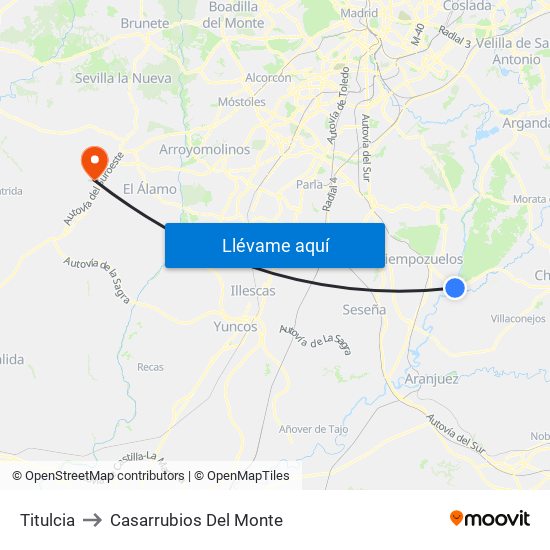 Titulcia to Casarrubios Del Monte map