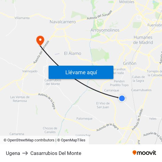 Ugena to Casarrubios Del Monte map